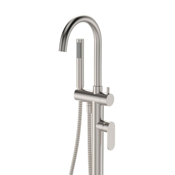 Fienza Empire Slim Floor Mounted Bath Mixer with Hand Shower