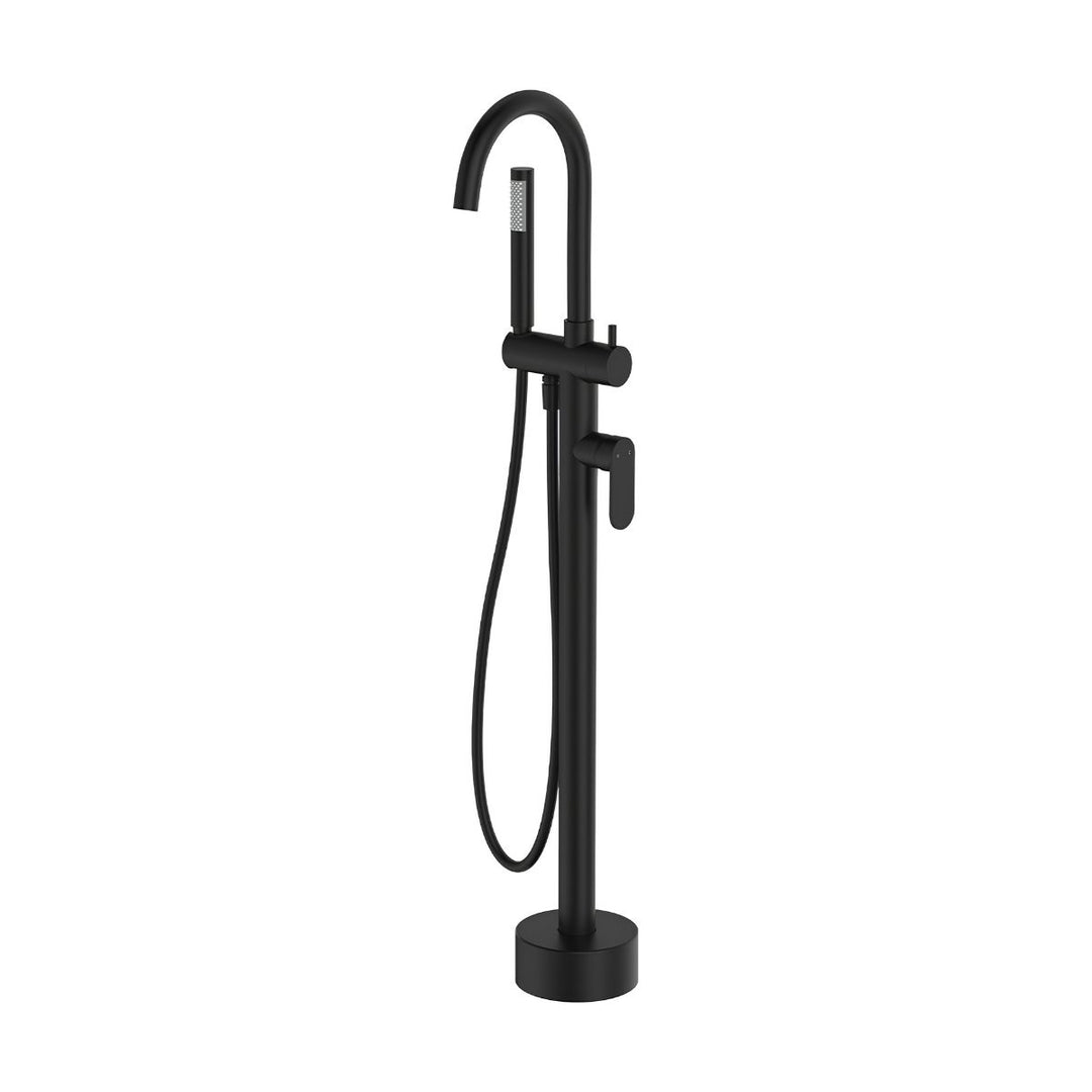 Fienza Empire Slim Floor Mounted Bath Mixer with Hand Shower