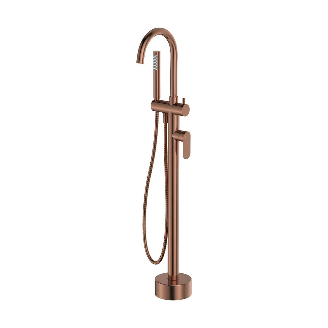 Fienza Empire Slim Floor Mounted Bath Mixer with Hand Shower
