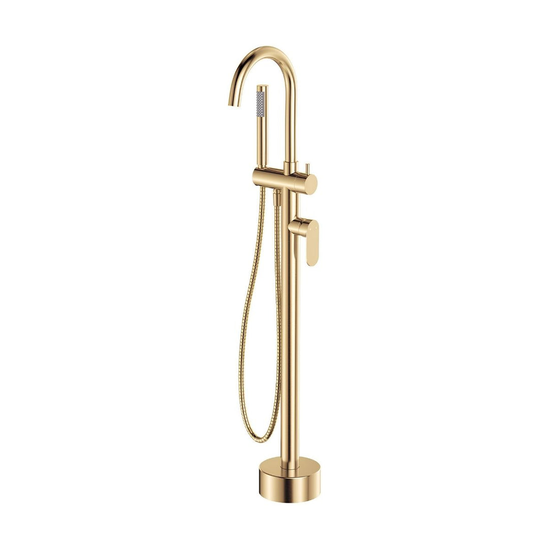 Fienza Empire Slim Floor Mounted Bath Mixer with Hand Shower