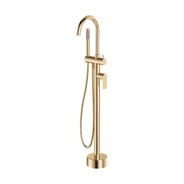 Fienza Empire Slim Floor Mounted Bath Mixer with Hand Shower