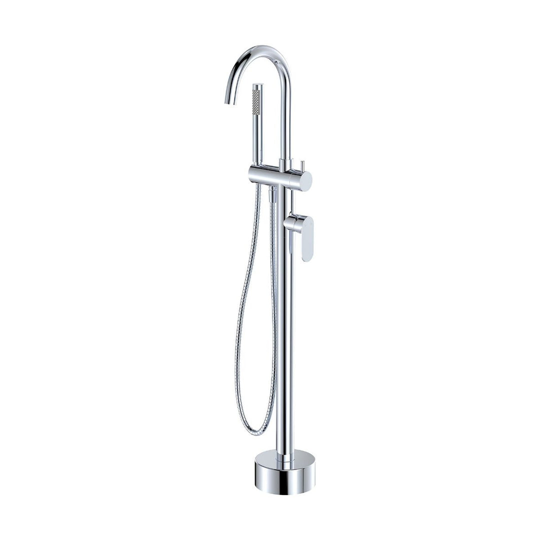 Fienza Empire Slim Floor Mounted Bath Mixer with Hand Shower