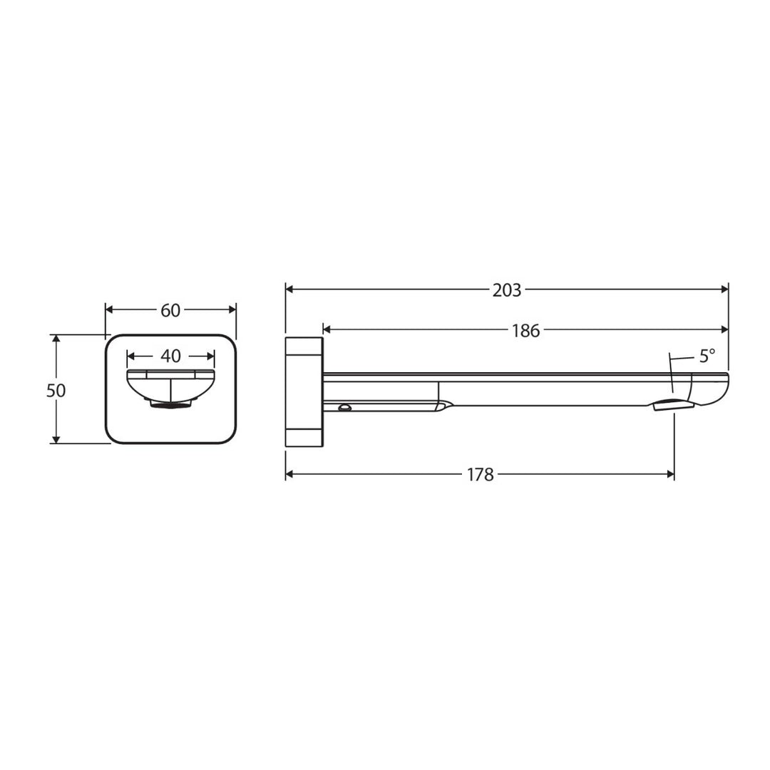 Fienza Empire Slim Square Plate 180mm Wall Basin/Bath Lead Free Outlet