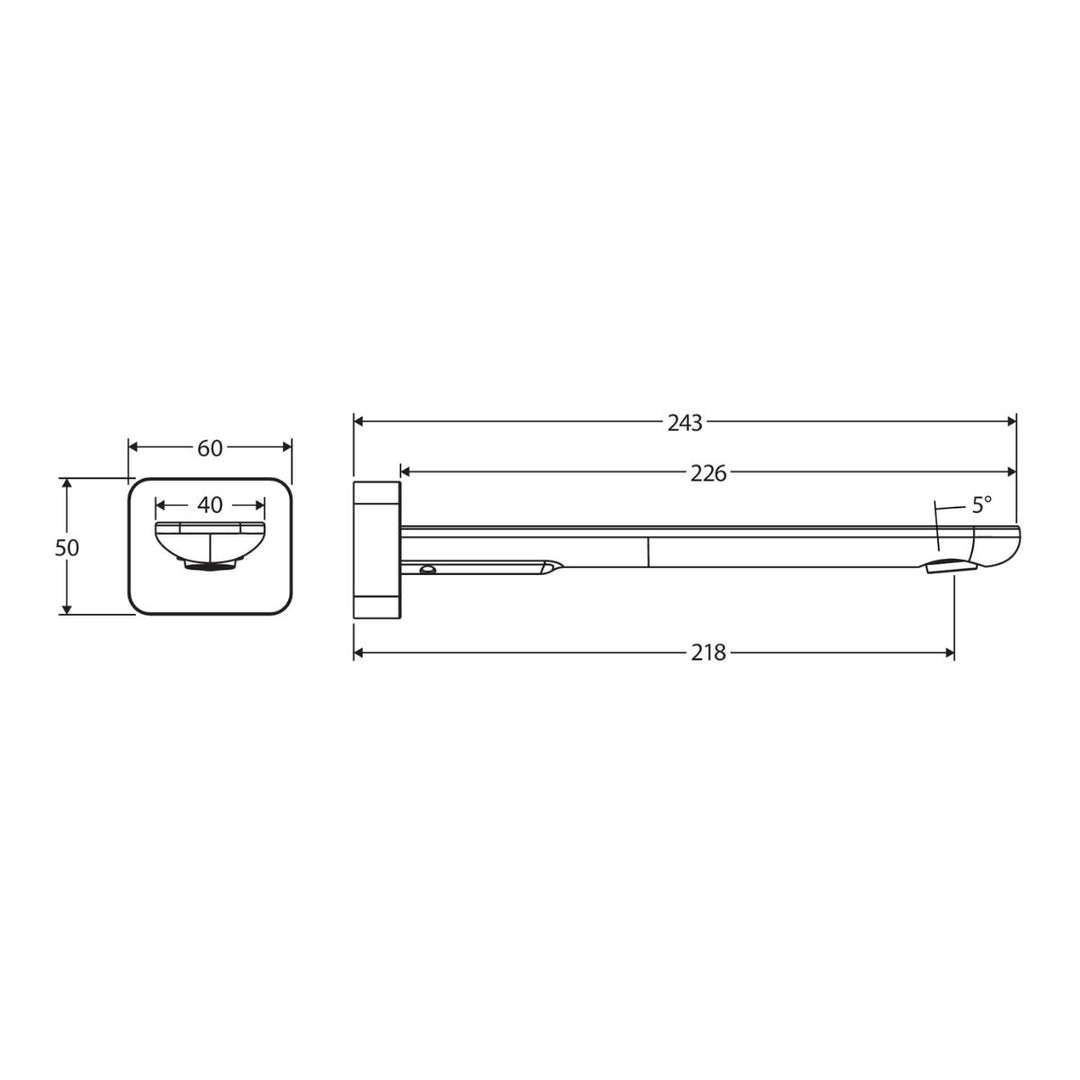 Fienza Empire Slim Square Plate 220mm Wall Basin/Bath Lead Free Outlet