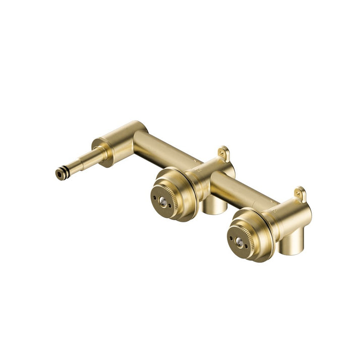 Nero Serenity Universal Wall Basin Set Offset Spout Body Brushed Brass