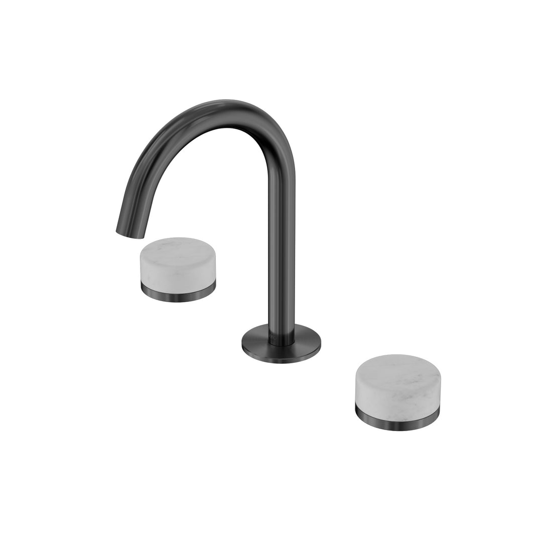 Nero Serenity Basin Set Arc Spout - Carrara Handle Gunmetal