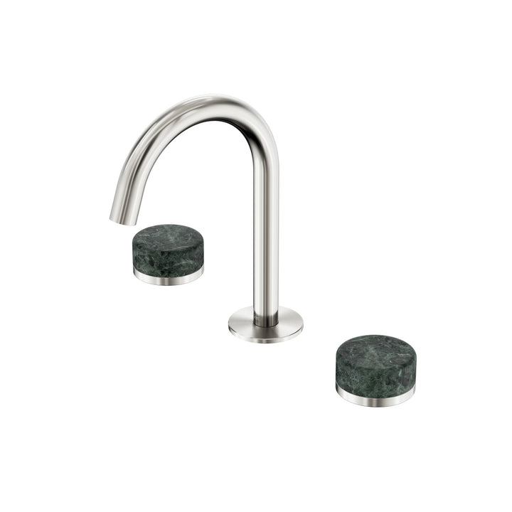 Nero Serenity Basin Set Arc Spout - Verde Alpi Handle Brushed Nickel