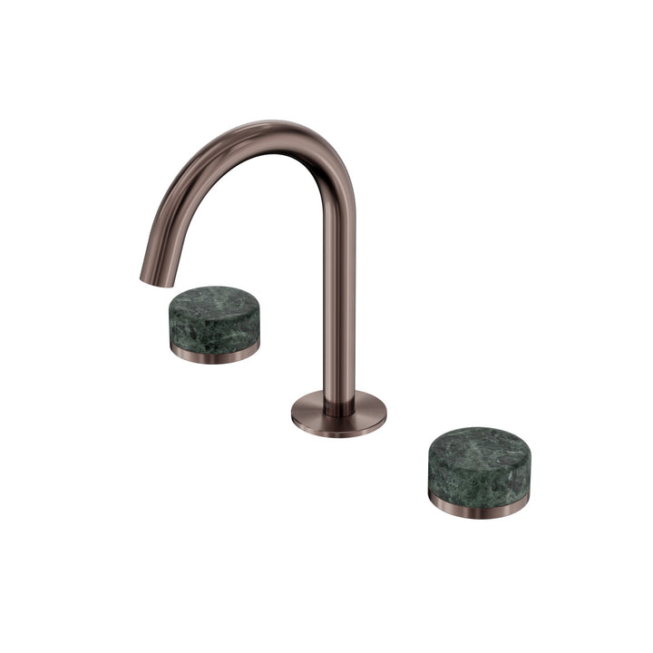 Nero Serenity Basin Set Arc Spout - Verde Alpi Handle Brushed Bronze