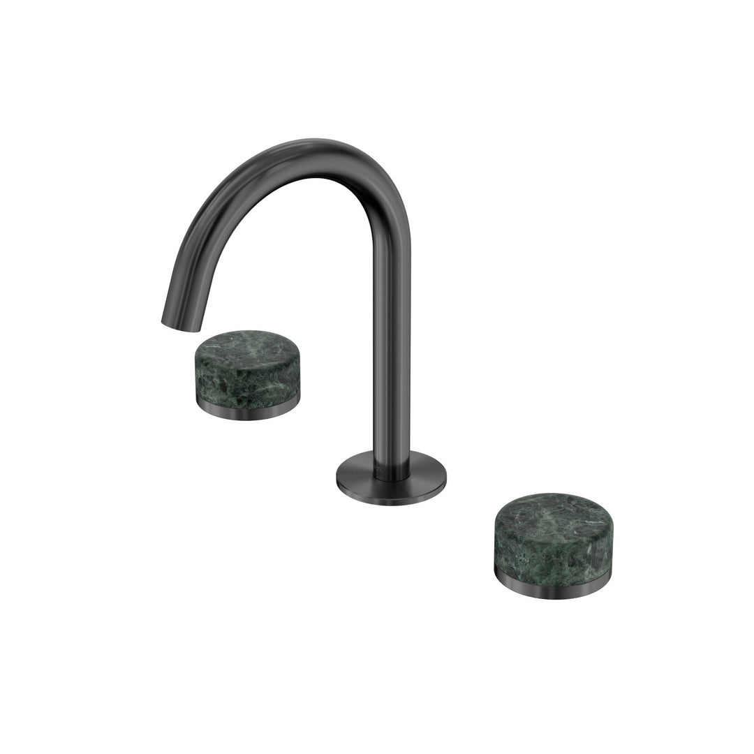 Nero Serenity Basin Set Arc Spout - Verde Alpi Handle Gunmetal