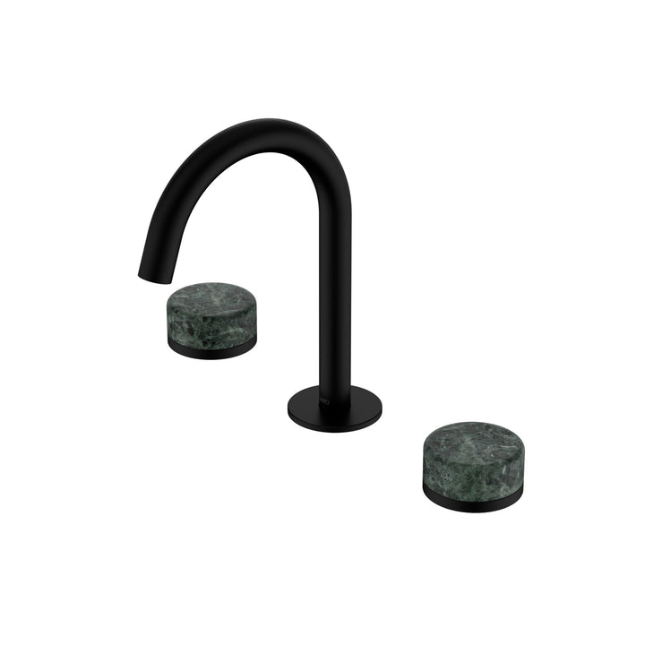 Nero Serenity Basin Set Arc Spout - Verde Alpi Handle Matte Black