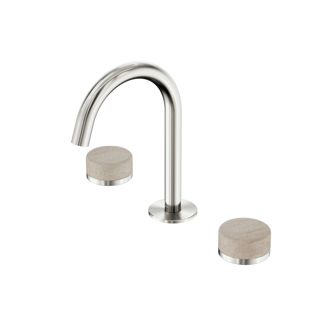 Nero Serenity Basin Set Arc Spout - Rome Travertine Handle Brushed Nickel