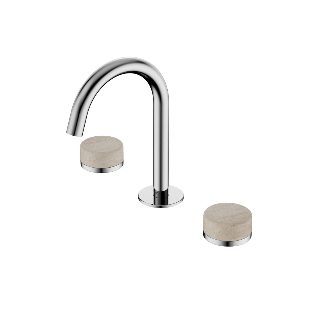 Nero Serenity Basin Set Arc Spout - Rome Travertine Handle Chrome