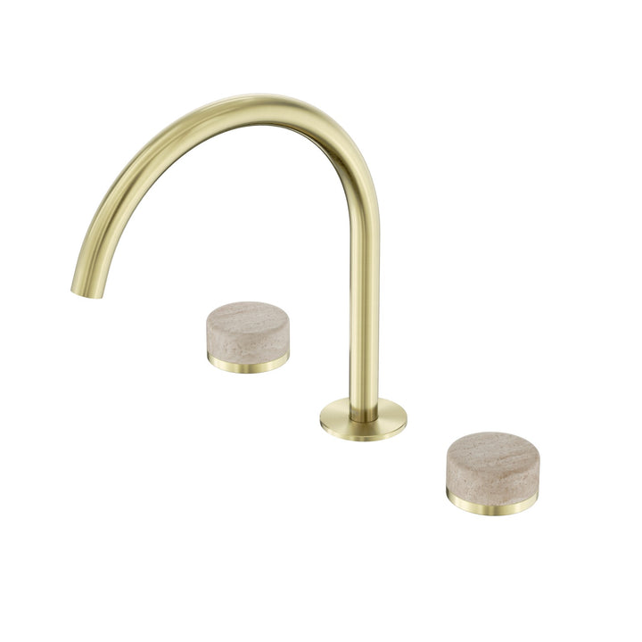 Nero Serenity Bath/Kitchen Set - Rome Travertine Handle Brushed Gold