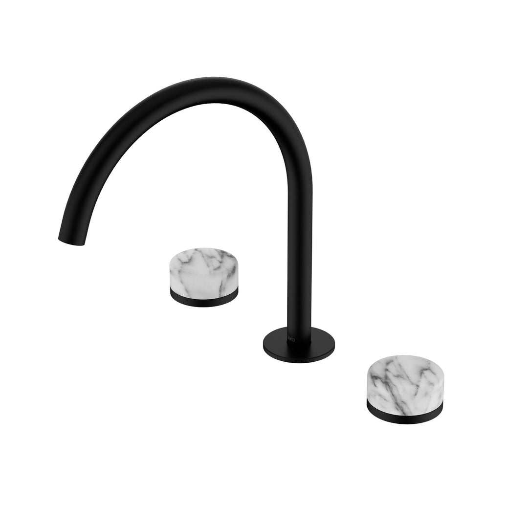 Nero Serenity Bath/Kitchen Set - Arabescato Corchia Handle Matte Black