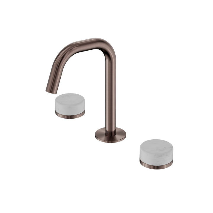 Nero Serenity Edge Spout Basin Set - Carrara Handle Brushed Bronze