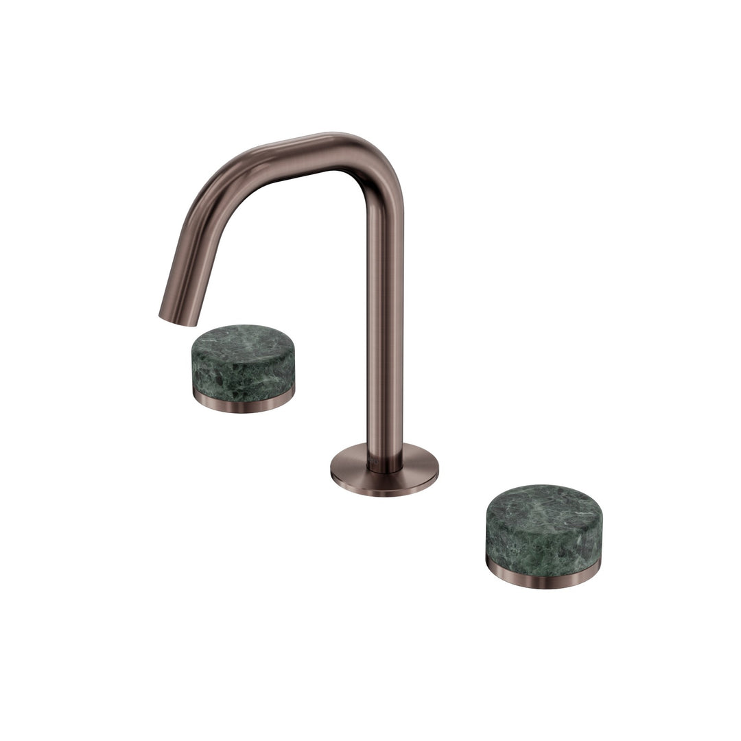 Nero Serenity Edge Spout Basin Set - Verde Alpi Handle Brushed Bronze