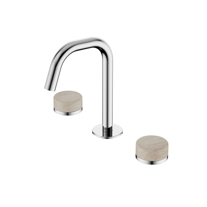 Nero Serenity Edge Spout Basin Set - Rome Travertine Handle Chrome