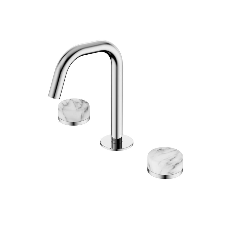 Nero Serenity Edge Spout Basin Set - Arabescato Corchia Handle Chrome