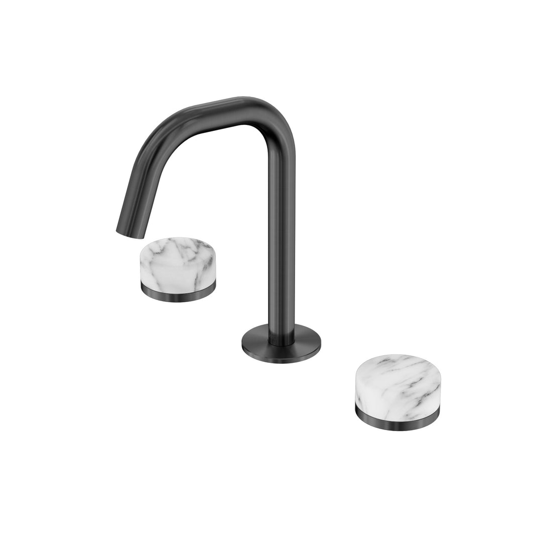 Nero Serenity Edge Spout Basin Set - Arabescato Corchia Handle Gun Metal