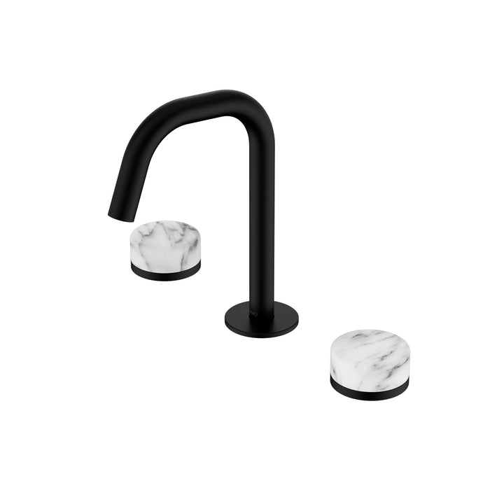 Nero Serenity Edge Spout Basin Set - Arabescato Corchia Handle Matte Black