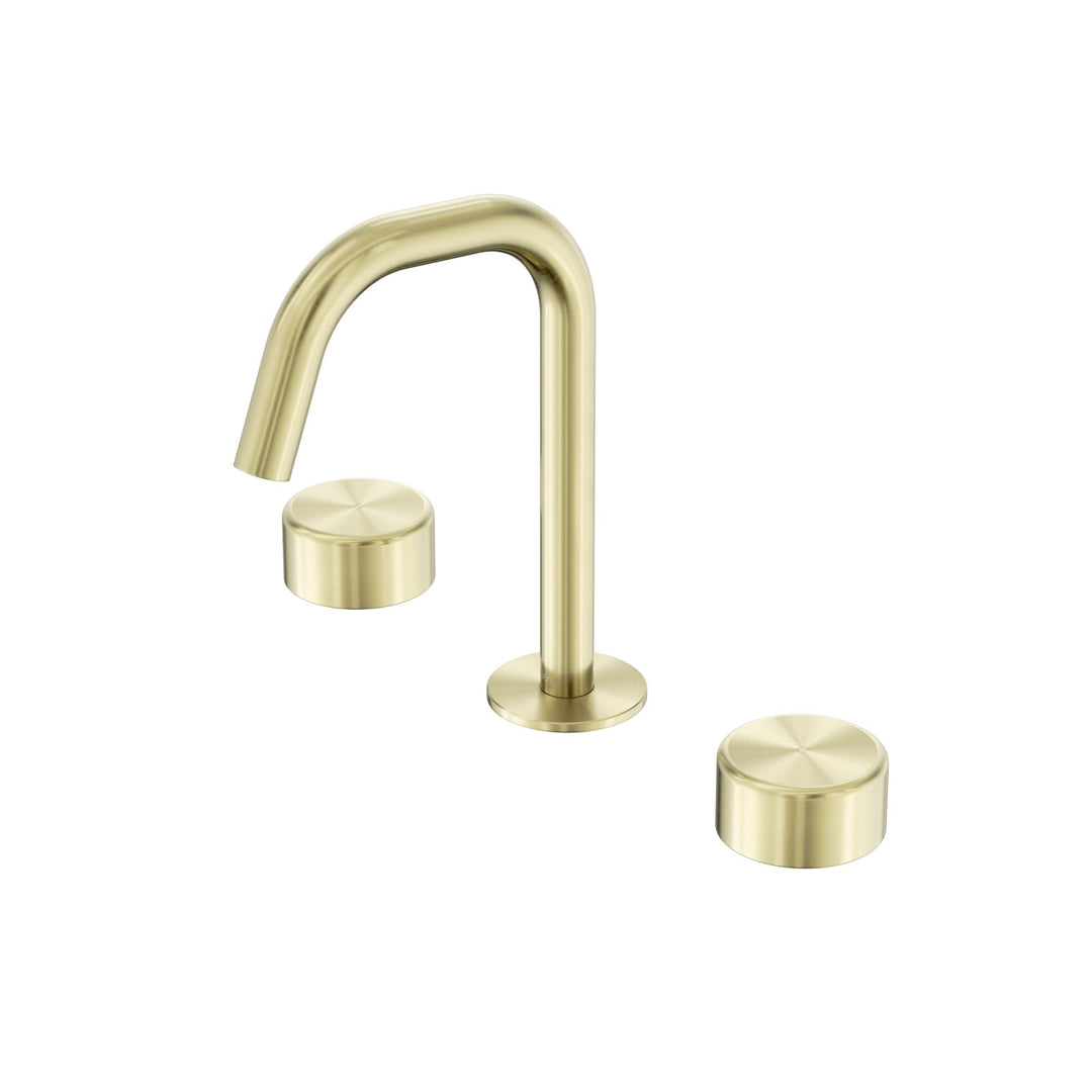 Nero Serenity Edge Spout Basin Set - Metal Handle Brushed Gold