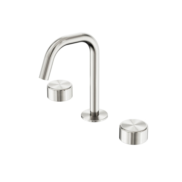 Nero Serenity Edge Spout Basin Set - Metal Handle Brushed Nickel