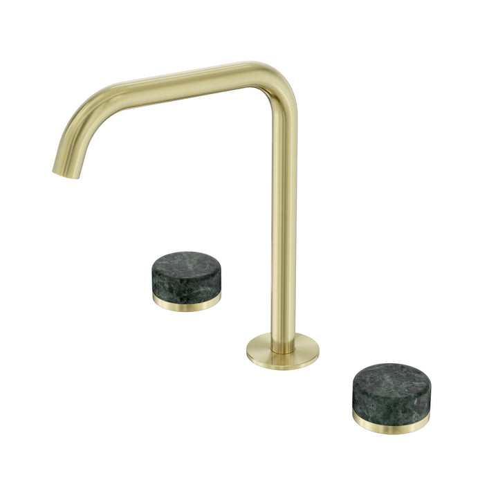 Nero Serenity Edge Spout Bath/Kitchen Set - Verde Alpi Handle Brushed Gold