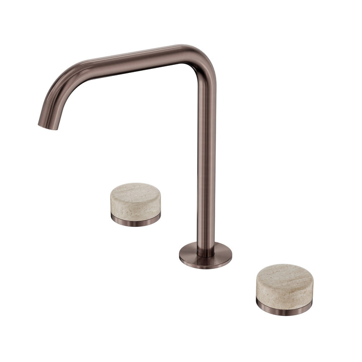 Nero Serenity Edge Spout Bath/Kitchen Set - Rome Travertine Handle Brushed Bronze
