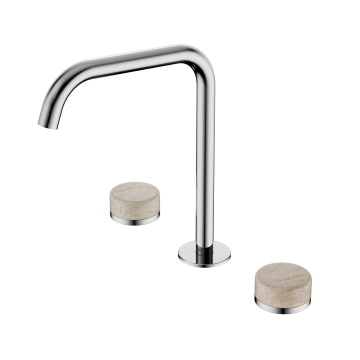 Nero Serenity Edge Spout Bath/Kitchen Set - Rome Travertine Handle Chrome
