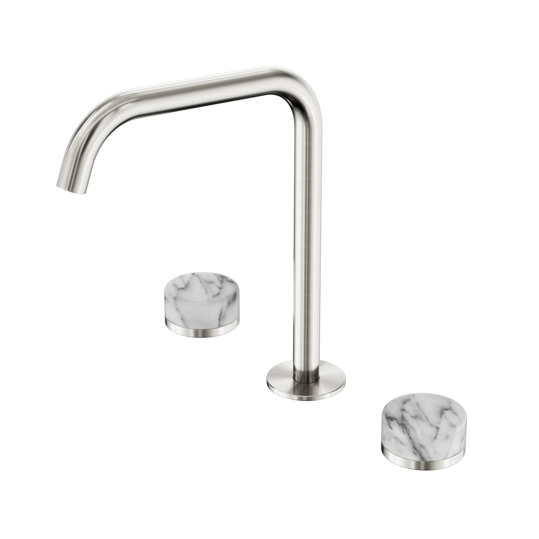 Nero Serenity Edge Spout Bath/Kitchen Set - Arabescato Corchia Handle Brushed Nickel