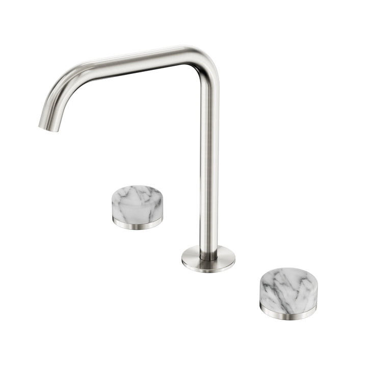 Nero Serenity Edge Spout Bath/Kitchen Set - Arabescato Corchia Handle Brushed Nickel