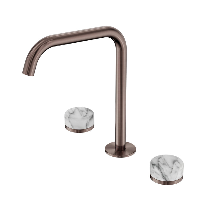 Nero Serenity Edge Spout Bath/Kitchen Set - Arabescato Corchia Handle Brushed Bronze