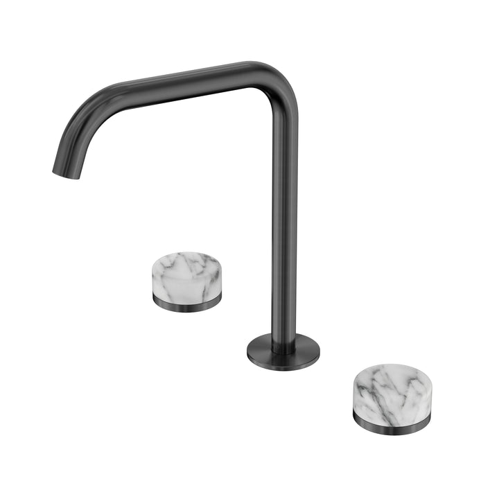 Nero Serenity Edge Spout Bath/Kitchen Set - Arabescato Corchia Handle Gun Metal