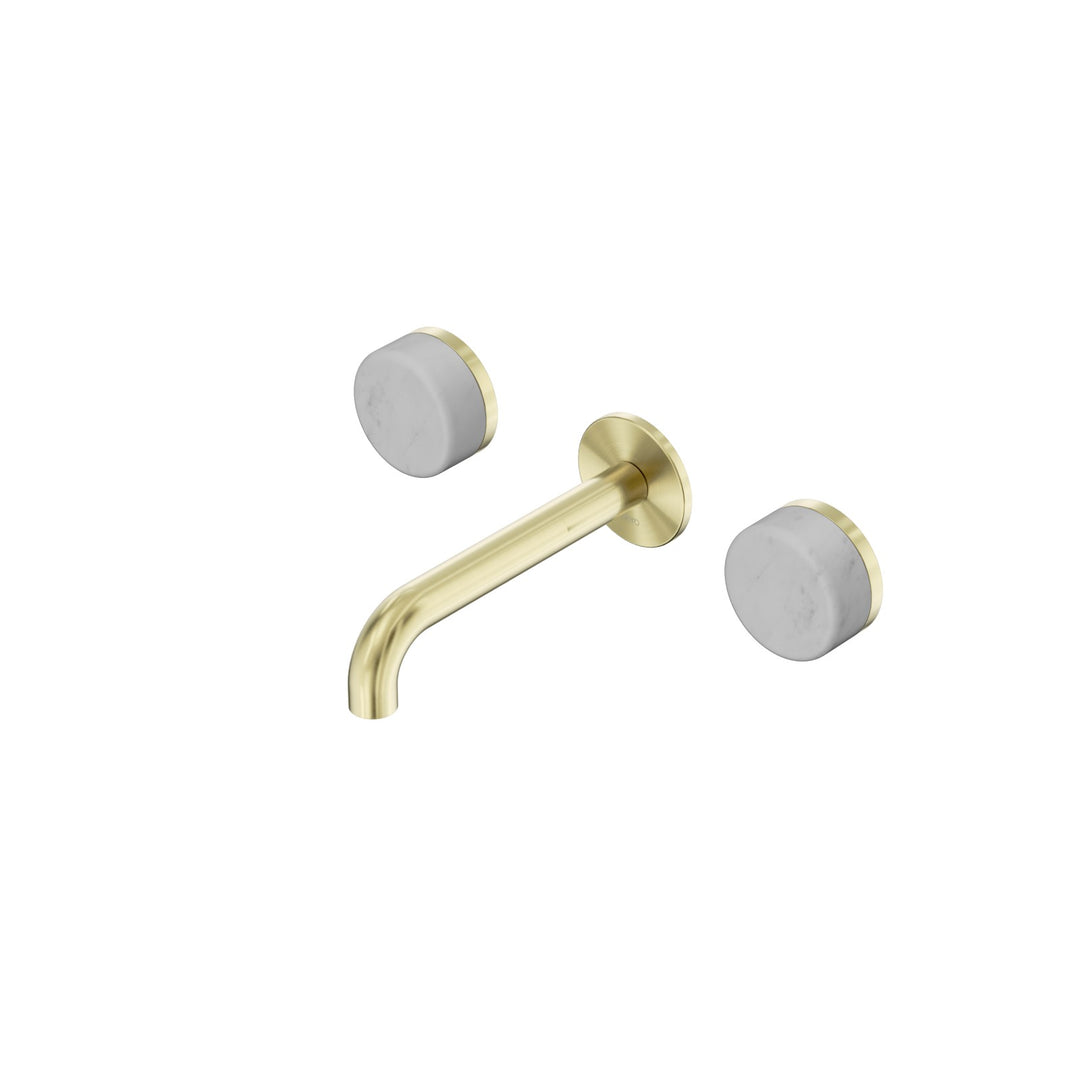 Nero Serenity Wall Basin Set 160/185/220mm - Carrara Handle Brushed Gold / 160mm