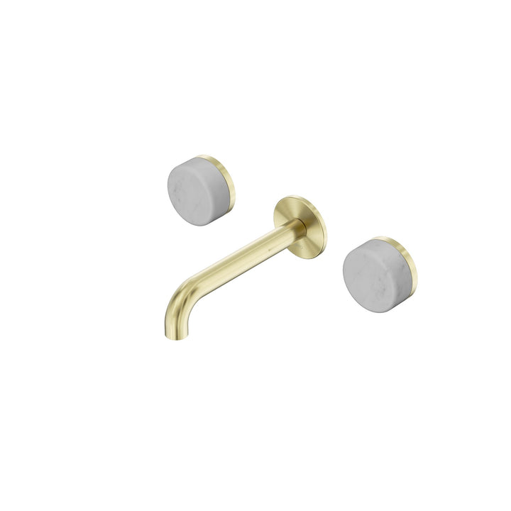 Nero Serenity Wall Basin Set 160/185/220mm - Carrara Handle Brushed Gold / 160mm