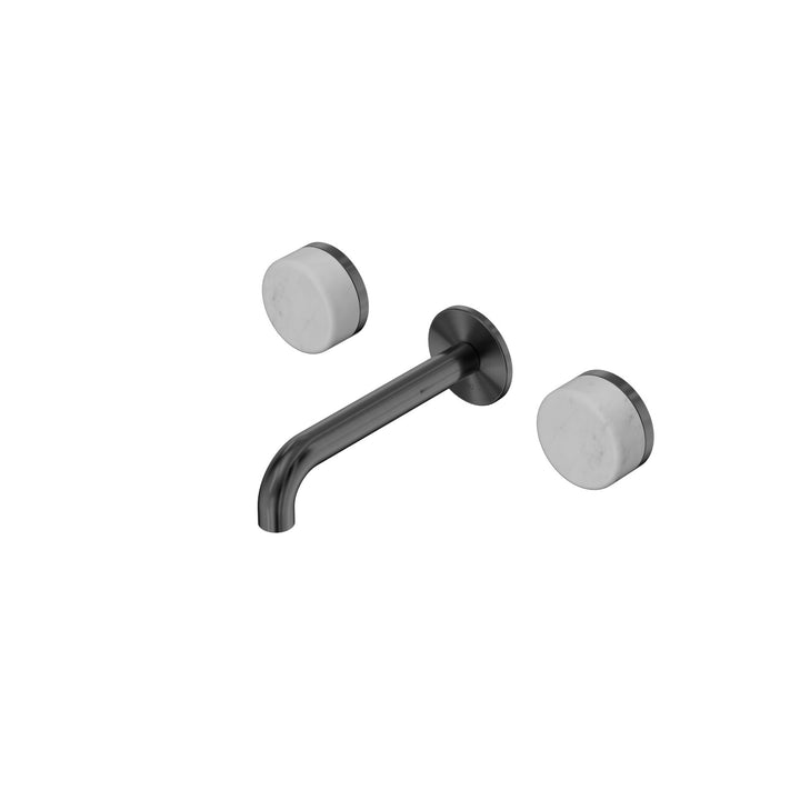 Nero Serenity Wall Basin Set 160/185/220mm - Carrara Handle Gun Metal / 160mm