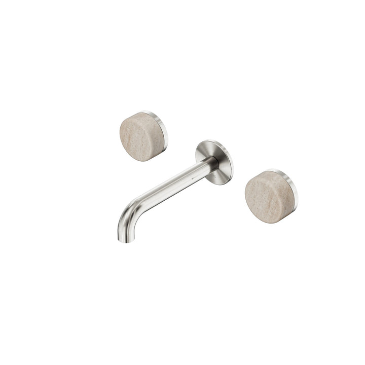 Nero Serenity Wall Basin Set 160/185/220mm - Rome Travertine Handle Brushed Nickel / 160mm
