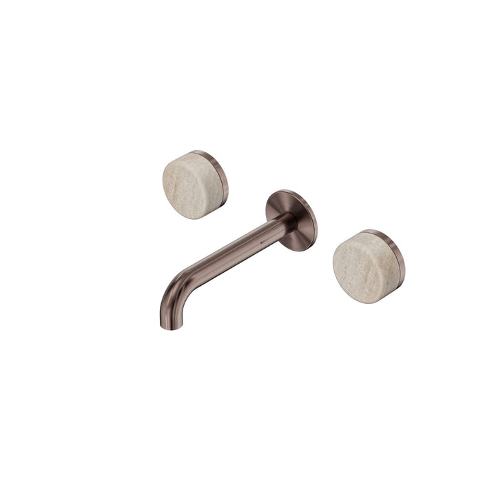 Nero Serenity Wall Basin Set 160/185/220mm - Rome Travertine Handle Brushed Bronze / 160mm