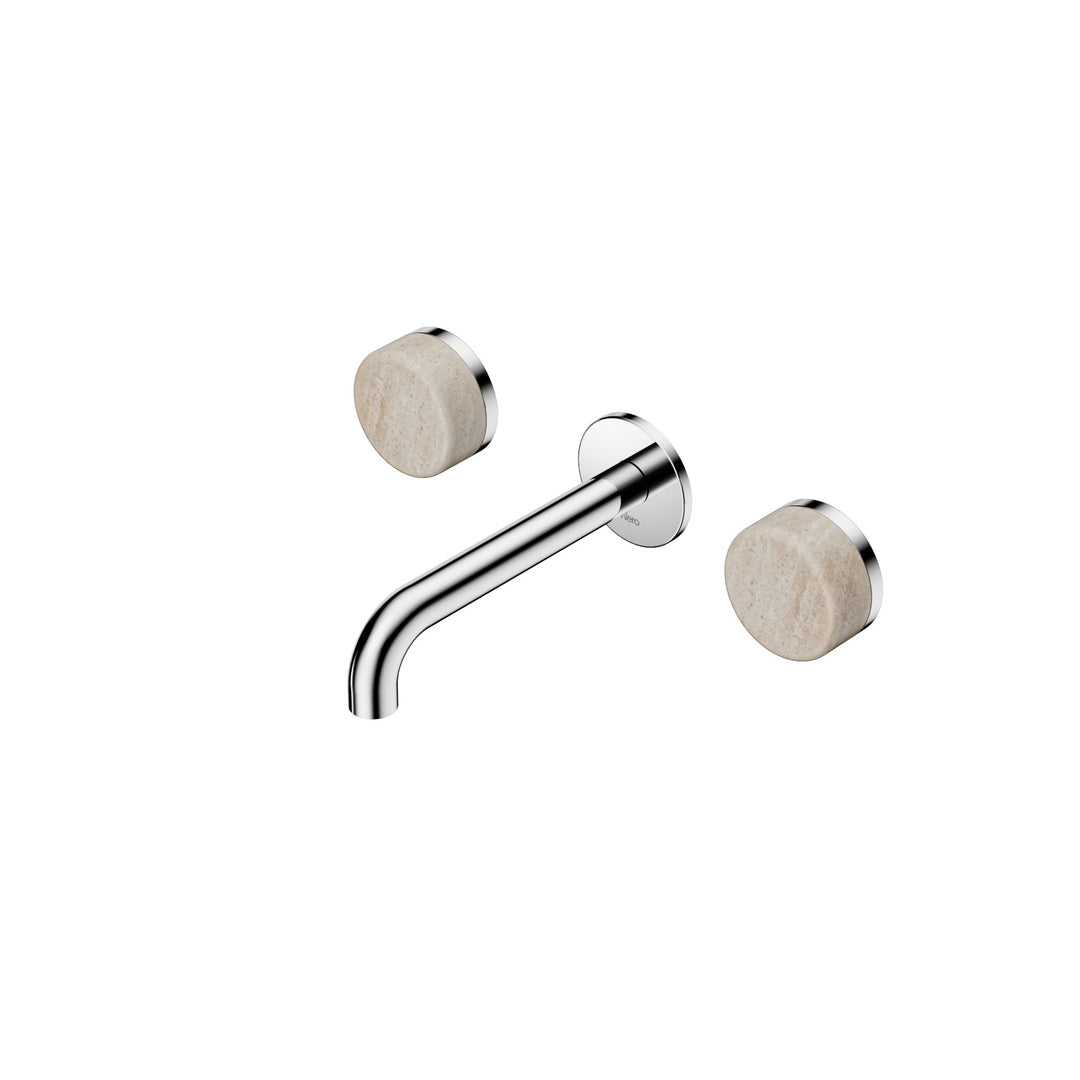Nero Serenity Wall Basin Set 160/185/220mm - Rome Travertine Handle Chrome / 160mm