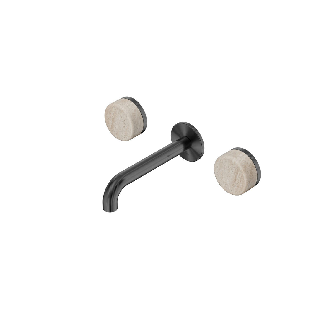 Nero Serenity Wall Basin Set 160/185/220mm - Rome Travertine Handle Gunmetal / 160mm
