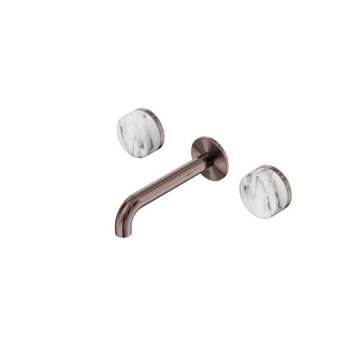 Nero Serenity Wall Basin Set 160/185/220mm - Arabescato Corchia Handle Brushed Bronze / 160mm
