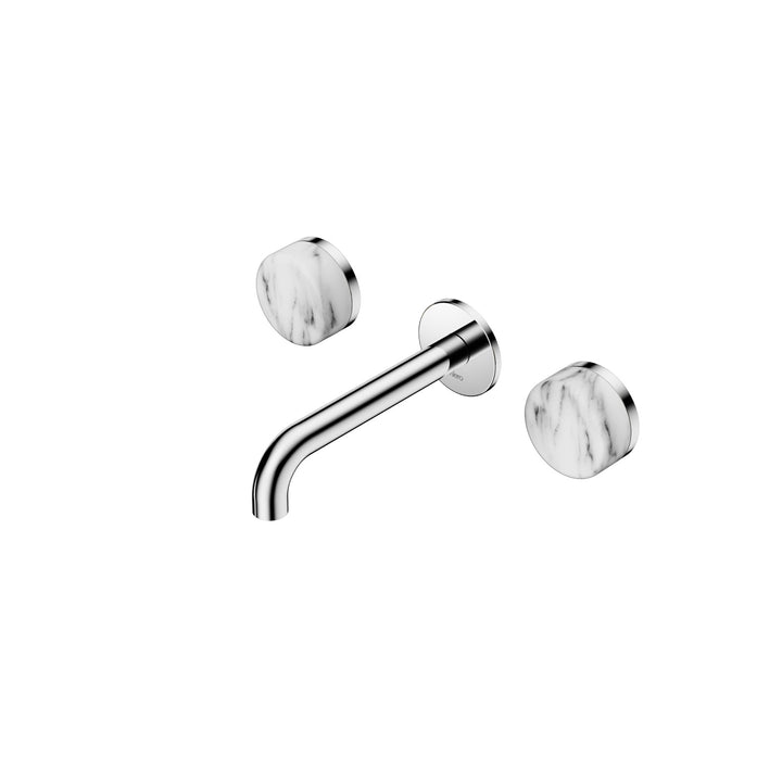 Nero Serenity Wall Basin Set 160/185/220mm - Arabescato Corchia Handle Chrome / 160mm