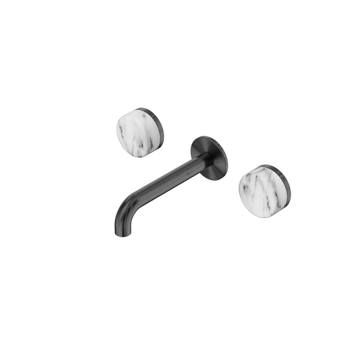Nero Serenity Wall Basin Set 160/185/220mm - Arabescato Corchia Handle Gunmetal / 160mm