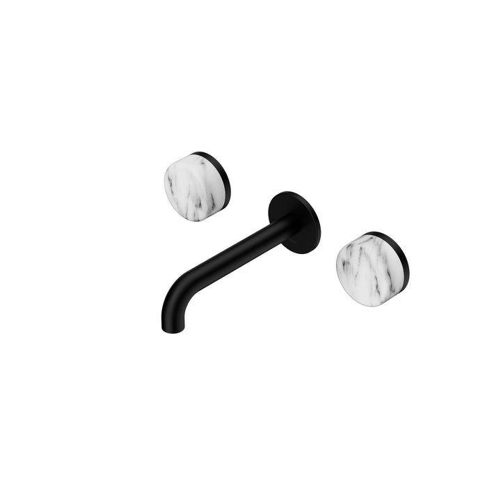 Nero Serenity Wall Basin Set 160/185/220mm - Arabescato Corchia Handle Matte Black / 160mm
