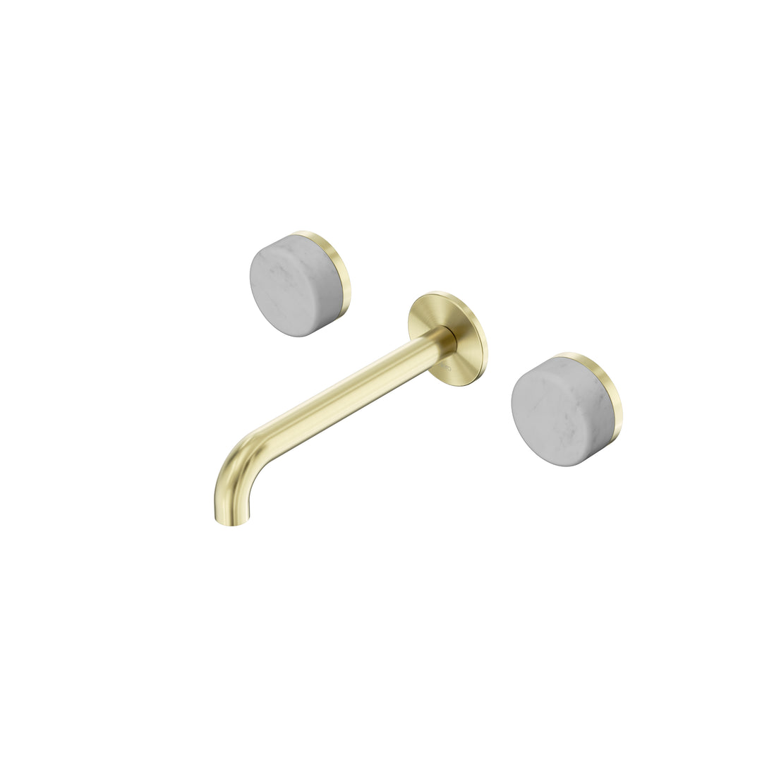 Nero Serenity Wall Basin Set 160/185/220mm - Carrara Handle Brushed Gold / 185mm