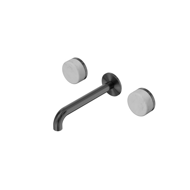 Nero Serenity Wall Basin Set 160/185/220mm - Carrara Handle Gun Metal / 185mm