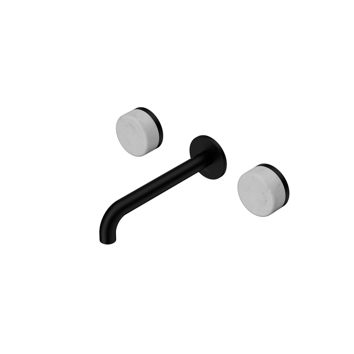 Nero Serenity Wall Basin Set 160/185/220mm - Carrara Handle Matte Black / 185mm