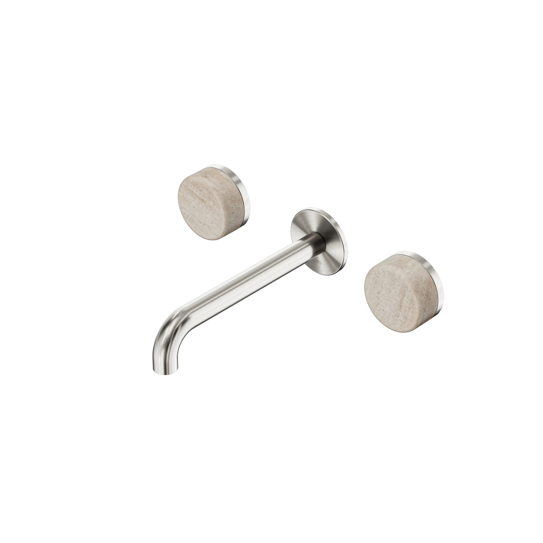 Nero Serenity Wall Basin Set 160/185/220mm - Rome Travertine Handle Brushed Nickel / 185mm