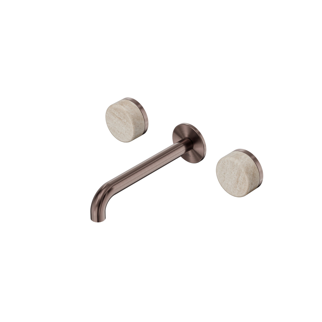 Nero Serenity Wall Basin Set 160/185/220mm - Rome Travertine Handle Brushed Bronze / 185mm