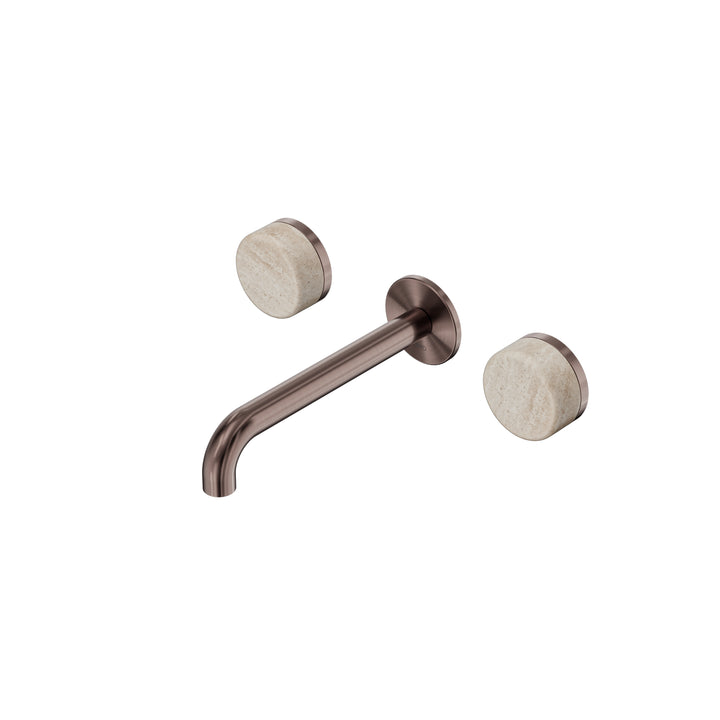 Nero Serenity Wall Basin Set 160/185/220mm - Rome Travertine Handle Brushed Bronze / 185mm